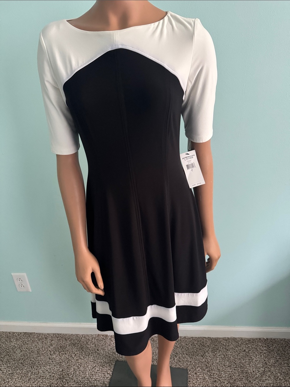 American living Black and White Fit-and-Flare Dress size 8
